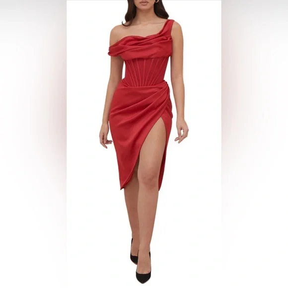 open lace back dress Max Mara Black Ruched One-Shoulder Body-Con Midi Dress Size IT 36 (UK   Sellier